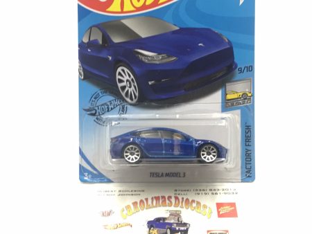 2020 hot wheels #112 Tesla Model 3 blue CC2 Online