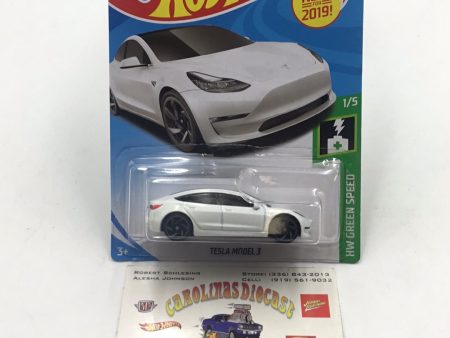 2019 Hot Wheels #174 Tesla Model 3 White Hot on Sale