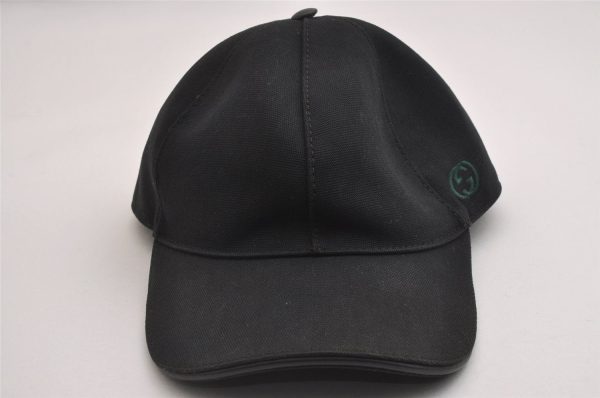 Authentic GUCCI Web Sherry Line Cap Canvas Size L Black 2470I Online