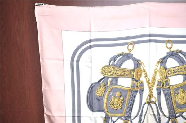 Authentic HERMES Carre 90 Scarf  BRIDES de GALA par  Silk Pink J9568 on Sale