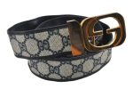 Authentic GUCCI Vintage Belt GG PVC Leather 26.4-28.7  Navy Blue K4972 Fashion