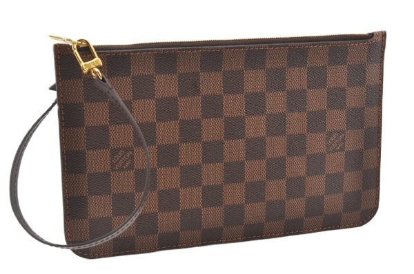 Authentic Louis Vuitton Damier Neverfull Pouch Purse Clutch Bag LV 6517F Sale