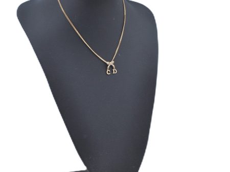 Authentic Christian Dior Gold Tone Ribbon Chain Pendant Necklace CD J9334 For Cheap