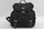 Authentic PRADA VELA Nylon Tessuto Leather Backpack Purse B2811 Black 0902I Discount