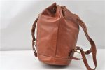 Authentic GUCCI Vintage Bamboo Backpack Purse Leather Brown Junk 0023G For Discount