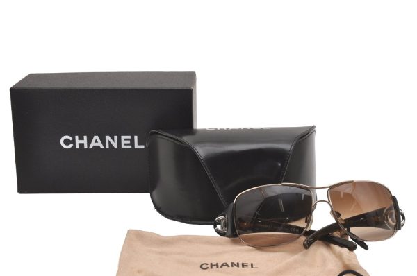 Authentic CHANEL Vintage Sunglasses CoCo Mark Plastic 4143 Brown Box 1911I For Cheap