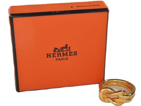 Authentic HERMES Scarf Ring Atame Circle Knot Design Gold Tone Box 2674F For Discount