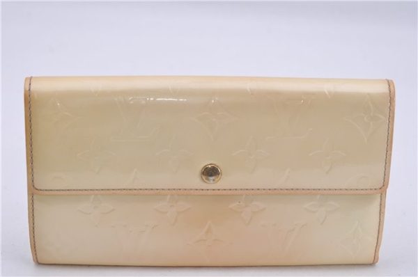 Authentic Louis Vuitton Vernis Pochette Porte Monnaie Credit Wallet Ivory 0005G For Discount