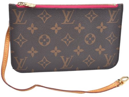 Authentic Louis Vuitton Monogram Neverfull Pouch Purse Clutch Bag Pink LV K4433 For Discount