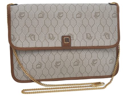 Auth Christian Dior Honeycomb Shoulder Cross Bag Chain PVC Leather Beige G8806 Online