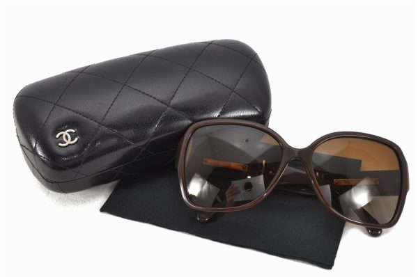 Authentic CHANEL Vintage Sunglasses CC Logos CoCo Mark Plastic Brown 3457F Discount