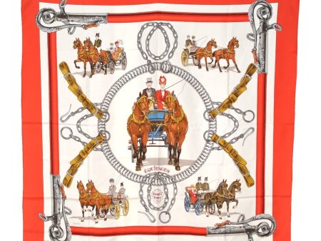 Authentic HERMES Carre 90 Scarf  EQUIPAGES  Silk Red K4737 Online Hot Sale