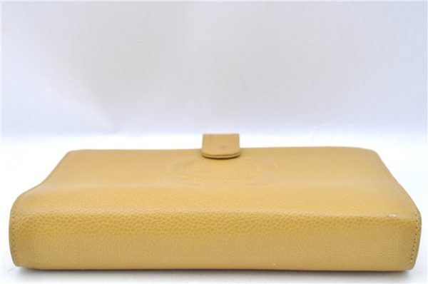 Authentic CHANEL Caviar Skin CC Logo Notebook Cover Yellow J7098 Online