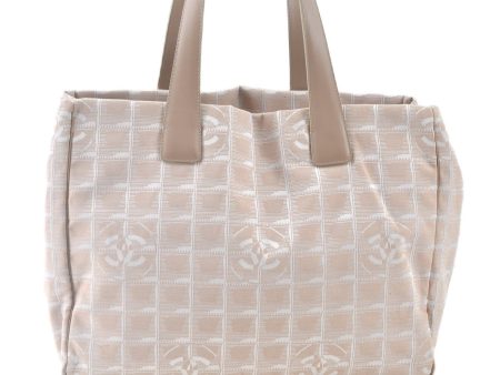 Authentic CHANEL New Travel Line Shoulder Tote Bag Nylon Leather Beige J9103 For Cheap