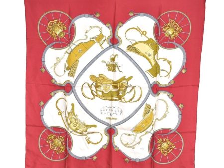 Authentic HERMES Carre 90 Scarf  SPRINGS  Silk Red 2494I Online now