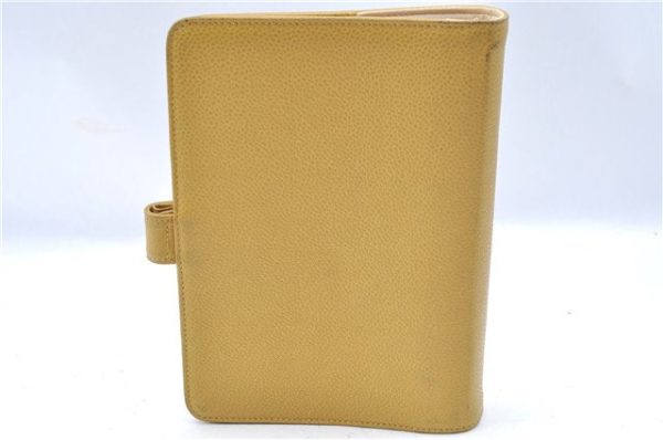 Authentic CHANEL Caviar Skin CC Logo Notebook Cover Yellow J7098 Online