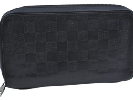 Auth Louis Vuitton Damier Infini Zippy XL Travel Case Wallet N61254 Black J4566 Online