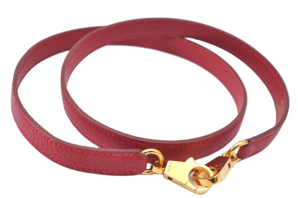 Authentic HERMES Shoulder Strap 35.8  Red Gold J8262 on Sale