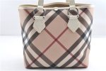 Authentic BURBERRY Vintage Nova Check PVC Enamel Shoulder Tote Bag Beige 2224G For Cheap