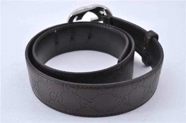 Auth GUCCI Guccissima Interlocking Belt GG Leather 85cm 33.5  114984 Brown 3355F Sale