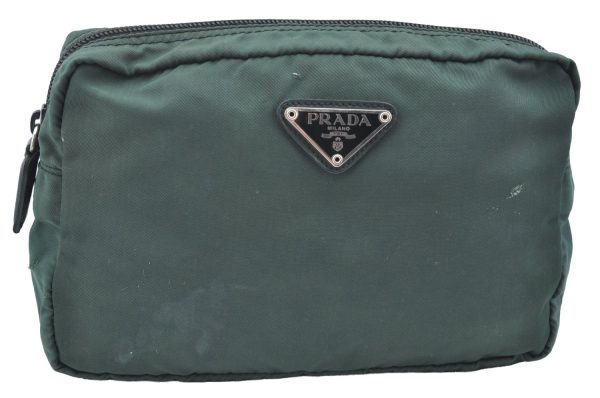 Authentic PRADA Nylon Tessuto Pouch Purse Green K4534 Cheap