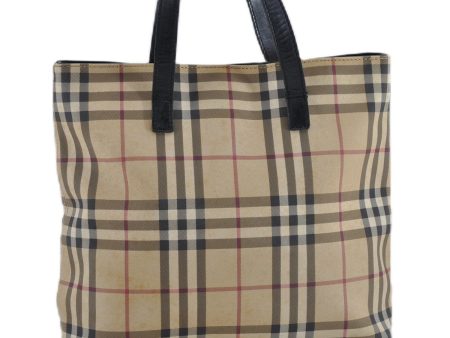 Authentic BURBERRY Vintage Nova Check Shoulder Tote Bag PVC Leather Beige 0299G Online now