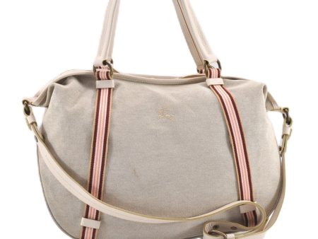 Authentic BURBERRY BLUE LABEL 2Way Shoulder Tote Bag Canvas Leather Beige 9930F Online Sale