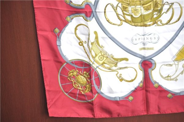 Authentic HERMES Carre 90 Scarf  Springs  Silk Red Bordeaux Red J9512 Fashion