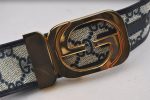 Authentic GUCCI Vintage Belt GG PVC Leather 26.4-28.7  Navy Blue K4972 Fashion