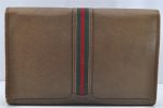 Authentic GUCCI Web Sherry Line Vintage Document Case Leather Brown 1832I Hot on Sale