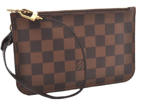 Authentic Louis Vuitton Damier Neverfull Pouch Purse Clutch Bag LV 6511F For Discount