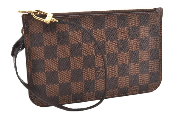 Authentic Louis Vuitton Damier Neverfull Pouch Purse Clutch Bag LV 6511F For Discount