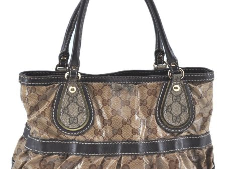 Auth GUCCI Jumbo GG Crystal Shoulder Tote Bag PVC Leather 223964 Brown J5705 Supply