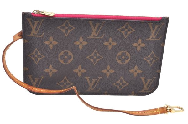 Authentic Louis Vuitton Monogram Neverfull Pouch Purse Clutch Bag Pink LV K4435 For Discount