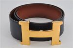 Authentic HERMES Large Constance Leather Belt Size 75cm 29.5  Navy Brown 7721F Discount