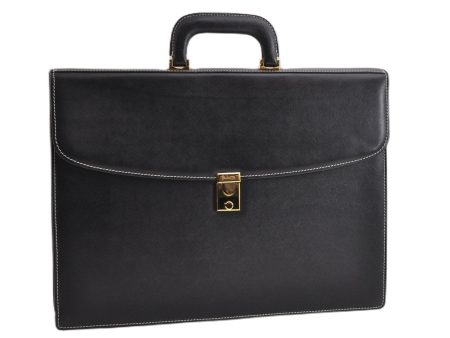 Authentic Burberrys Vintage Leather Business Briefcase Black 7405F Cheap