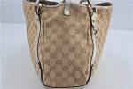 Auth GUCCI Abbey Shoulder Tote Bag GG Canvas Leather 130736 Beige Silver J4969 For Sale