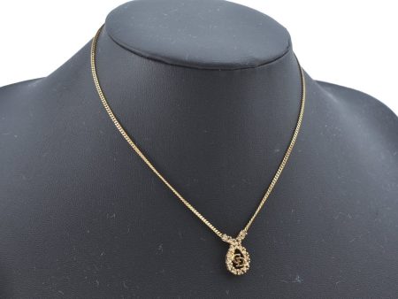 Authentic Christian Dior Gold Tone Rhinestone Chain Pendant Necklace CD 1060F Online now