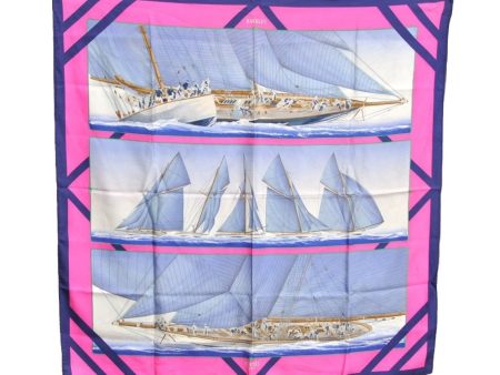 Authentic HERMES Carre 90 Scarf  RAFALES  Silk Navy 7375G Cheap