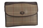 Authentic Burberrys Vintage Check Canvas Clutch Documents Case Khaki Green K4834 Discount