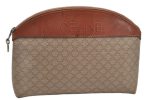 Authentic CELINE Macadam Blason Pattern Hand Pouch Purse PVC Leather Beige K4897 Supply