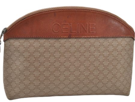 Authentic CELINE Macadam Blason Pattern Hand Pouch Purse PVC Leather Beige K4897 Supply