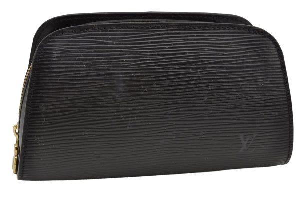 Authentic Louis Vuitton Epi Dauphine Cosmetic Pouch Black M48442 LV 0999I on Sale