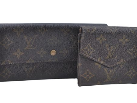 Authentic Louis Vuitton Monogram Bifold Long Wallet Purse 2Set Brown LV J8919 Online Sale