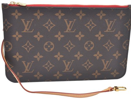 Authentic Louis Vuitton Monogram Neverfull Pouch Purse Clutch Bag Red LV K4414 Online Hot Sale