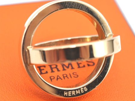 Authentic HERMES Scarf Ring Circle Design Gold Tone Box J7810 on Sale