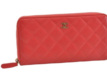 Authentic CHANEL Vintage Lamb Skin Matelasse Long Wallet Purse Pink CC K4914 Supply