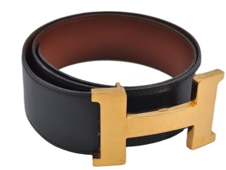 Authentic HERMES Large Constance Leather Belt Size 75cm 29.5  Navy Brown 7721F Discount