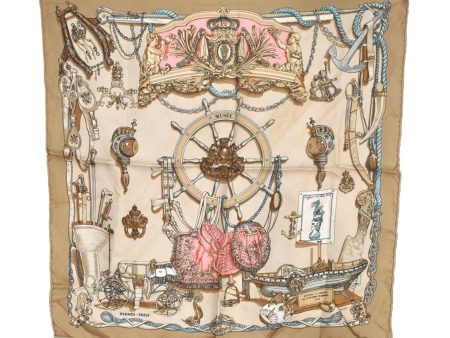 Authentic HERMES Petit Carre 40 Scarf Handkerchief  MUSEE  Silk Beige 2490I Online Hot Sale