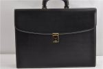 Authentic Burberrys Vintage Leather Business Briefcase Black 7405F Cheap